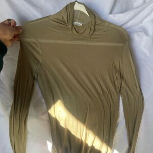 Free People Olive Green Sheer Long-Sleeve Top NWOT 1 Call Out